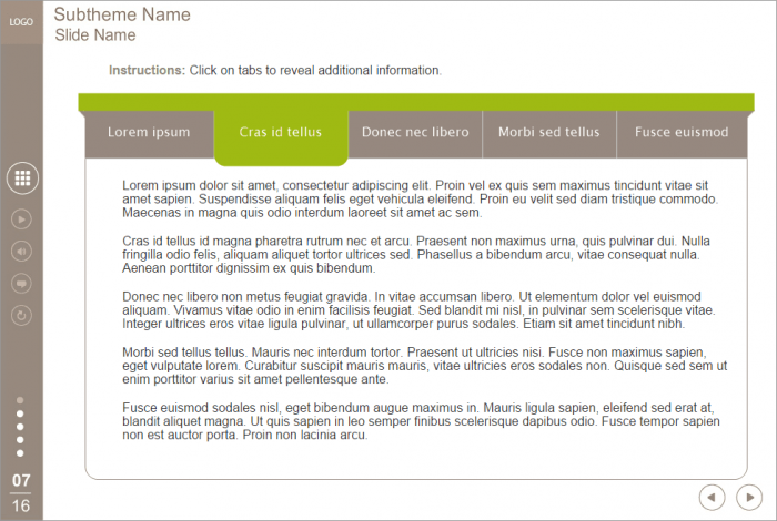 Clickable Horizontal Tabs — eLearning Lectora Templates