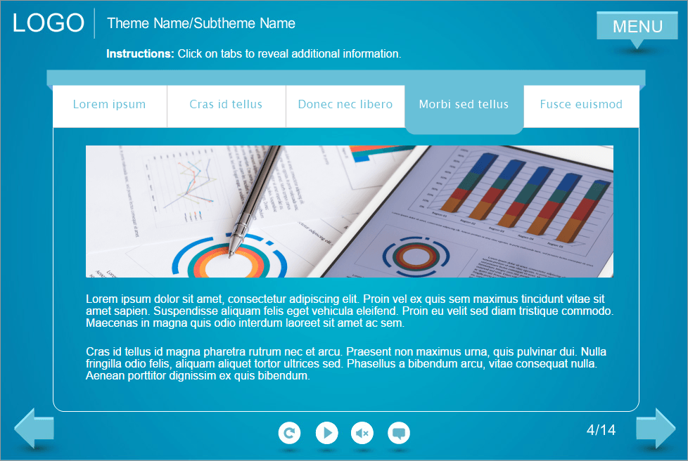 Horizontal Tabs Block — Lectora Publisher eLearning Template Horizontal Tabs Block — Lectora Publisher eLearning Template