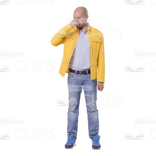 Displeased Man Covering His Nose Cutout Image-0