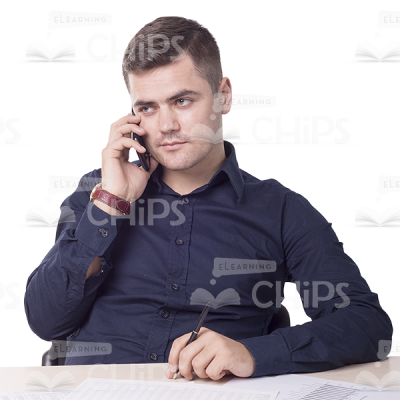 Thoughtful Young Man Talking On Phone Cutout-0