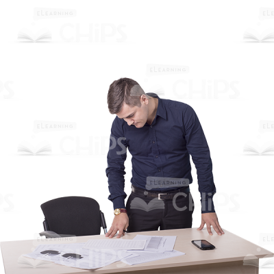 Thoughtful Man Looks At Documents Cutout Photo-0