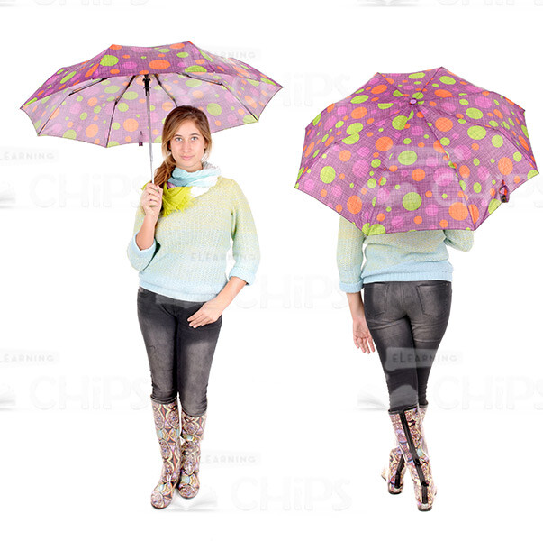 Cheerful Young Girl With Umbrella Stock Photo Pack-30162