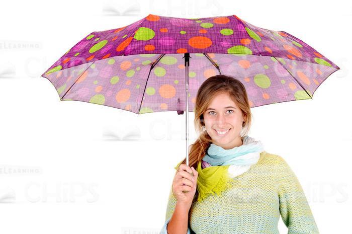 Cheerful Young Girl With Umbrella Stock Photo Pack-30163