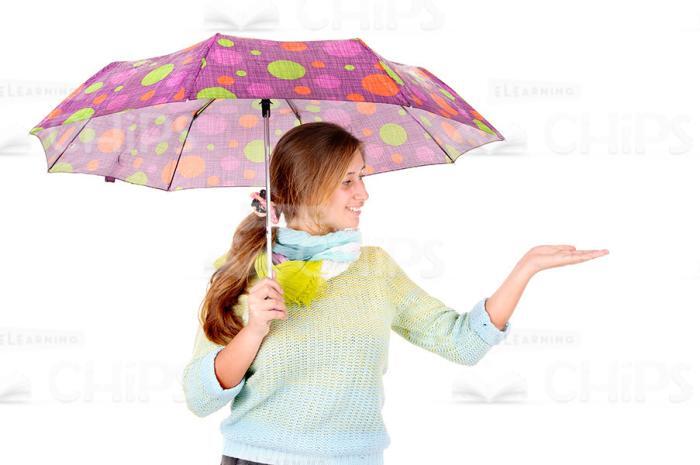 Cheerful Young Girl With Umbrella Stock Photo Pack-30164