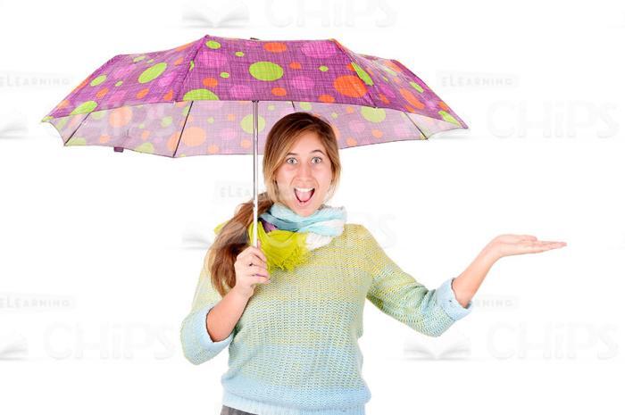 Cheerful Young Girl With Umbrella Stock Photo Pack-30165