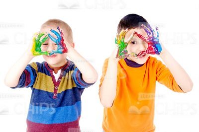 Children Drawing By Their Palms Stock Photo Pack-30461