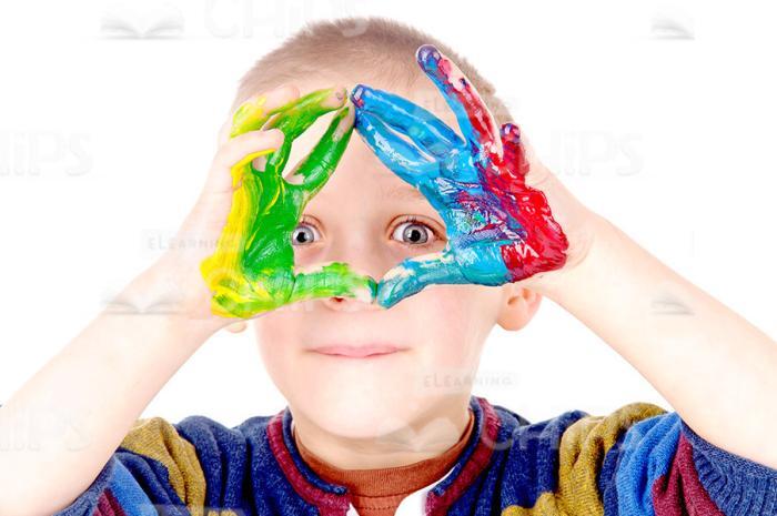 Children Drawing By Their Palms Stock Photo Pack-30464