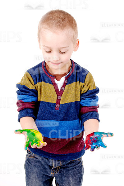 Children Drawing By Their Palms Stock Photo Pack-30466