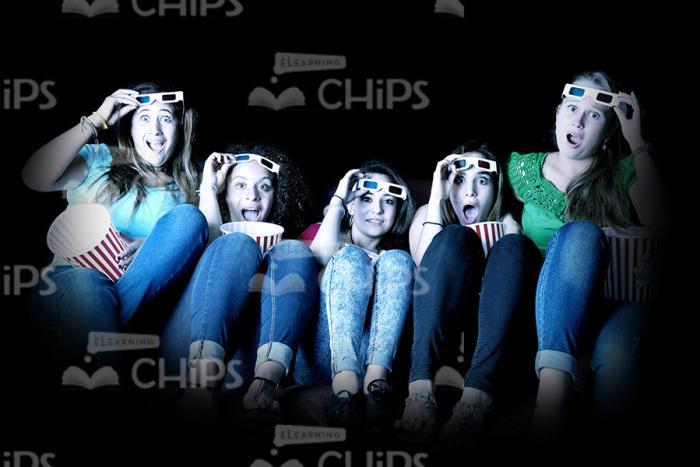 Girls Watching Movie Together Stock Photo Pack-30678