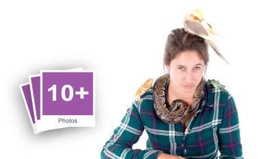 Young Woman With Exotic Animals Stock Photo Pack-0