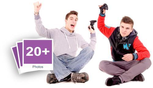 Boys Playing Video Games Stock Photo Pack-0