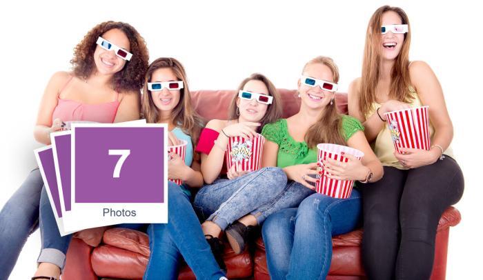 Girls Watching Movie Together Stock Photo Pack-0