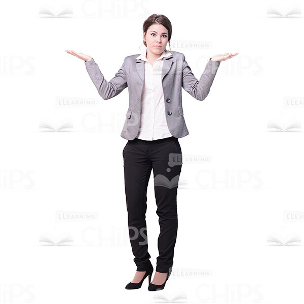Businesswoman Imitates Scales Gesture Cutout-0