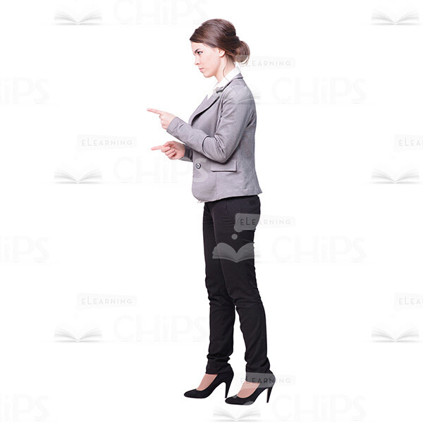 Serious Businesswoman Pointing Cutout Picture Side View-0