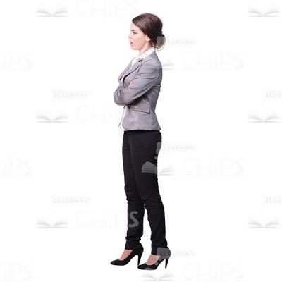 Discouraged Lady Crossed Arms Cutout Picture Side View-0