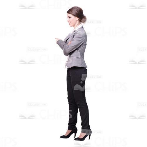 Attentive Businesswoman Pointing Cutout Picture Profile View-0