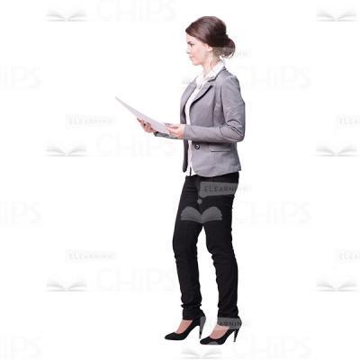 Businesswoman Holding Papers Profile View Cutout-0