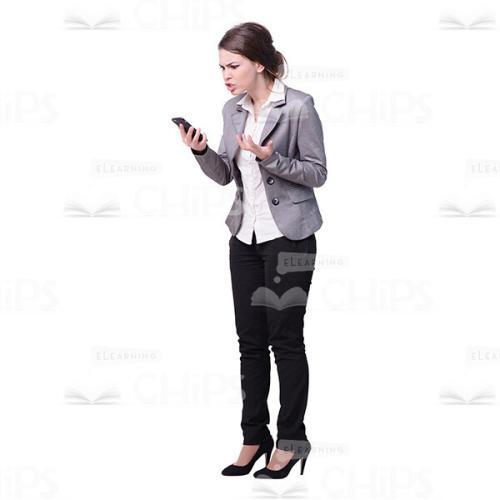 Angry Young Lady Screaming with Phone Cutout Photo-0