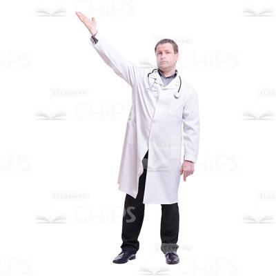 Serious Doctor With Raised Right Hand Cutout Photo-0