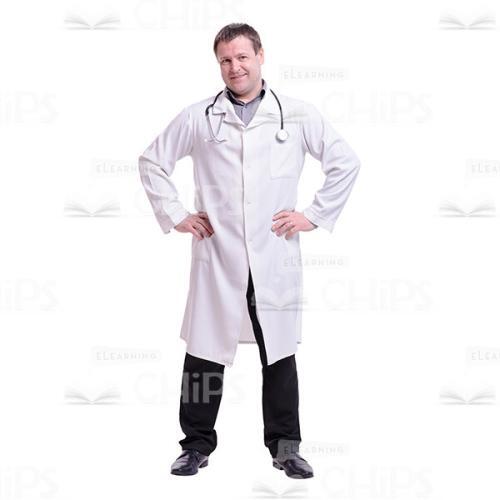 Smiling Doctor With Both Hands On His Waist Cutout Photo-0