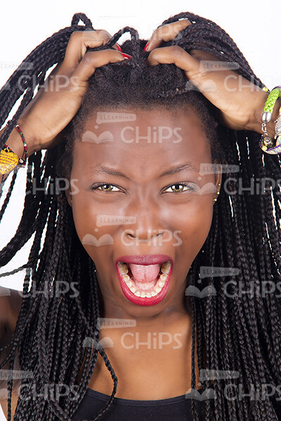 Shocked African Girl Screams Loudly Stock Photo-0