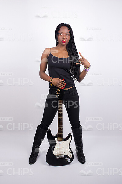 Stock Photo Of African Young Girl Posing With Guitar-0