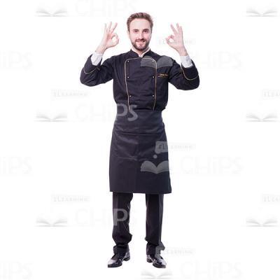 Cut Out Chef Showing OK Gestures With Both Hands-0