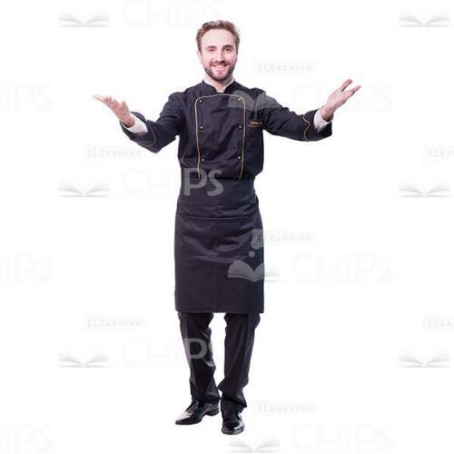 Handsome Chef Throwing Hands Up Cutout Photo-0