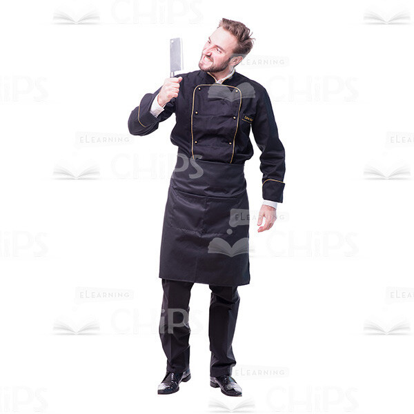 Cheerful Cutout Chef Holding Kitchen Cleaver-0