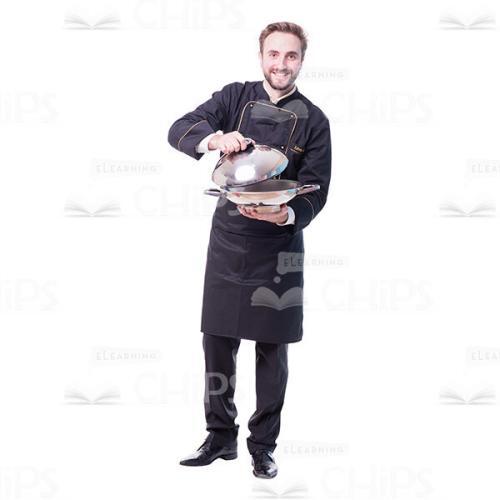 Smiling Chef Lifting Off Pan Cover Cutout Picture-0