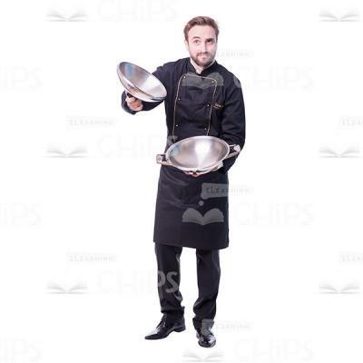 Thoughtful Chef Lifting Off Pan Cover Cutout Photo-0