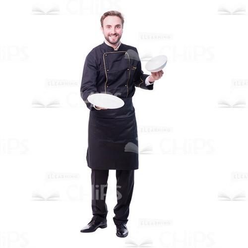 Friendly Young Chef Presenting Empty Plate Cutout-0