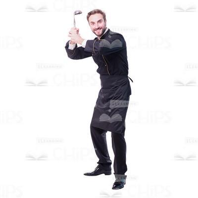 Excited Chef Holding Soup Ladle Cutout Image-0