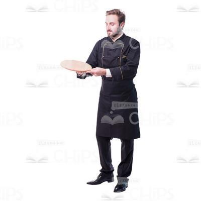 Calm Chef Holding Empty Wooden Plate Cutout Picture-0