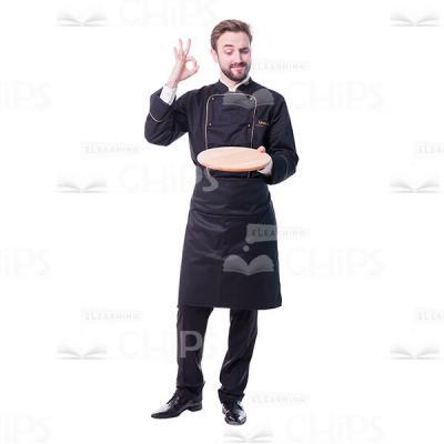 Confident Chef With Wooden Plate OK Gesture Cut Out-0