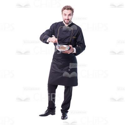 Handsome Cutout Chef Holding Steel Bowl And Spoon-0