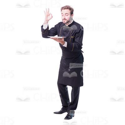 Half-Turned Chef Showing OK Gesture Cutout Photo-0