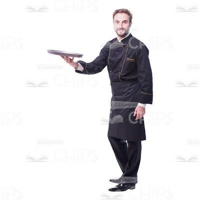 Young Chef Holding Tray With Right Hand Cutout Image-0