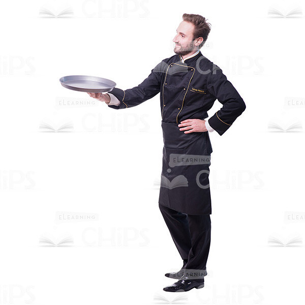 Attractive Chef With Tray Side View Cutout Image-0