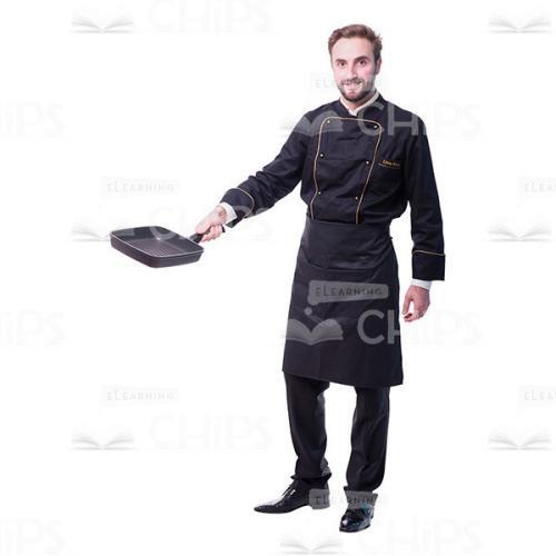 Cheerful Chef Holding Grill Pan Cutout Picture-0