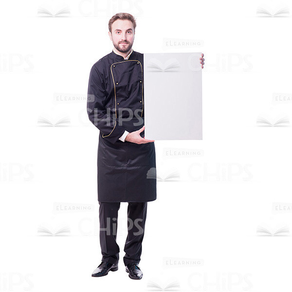 Cheerful Chef Holding Vertical Banner Cutout Photo-0