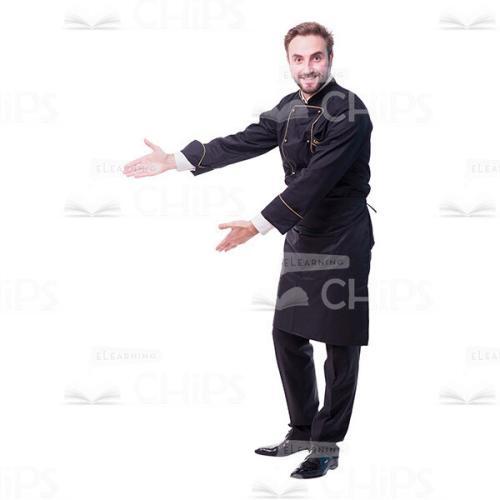 Friendly Chef Inviting Gesture Cutout Image-0