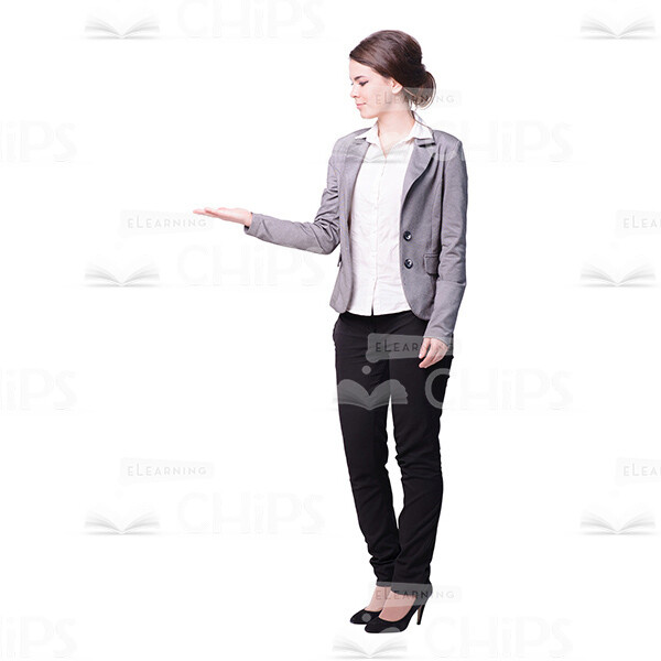 Young Lady Presenting Profile View Cutout Photo-0