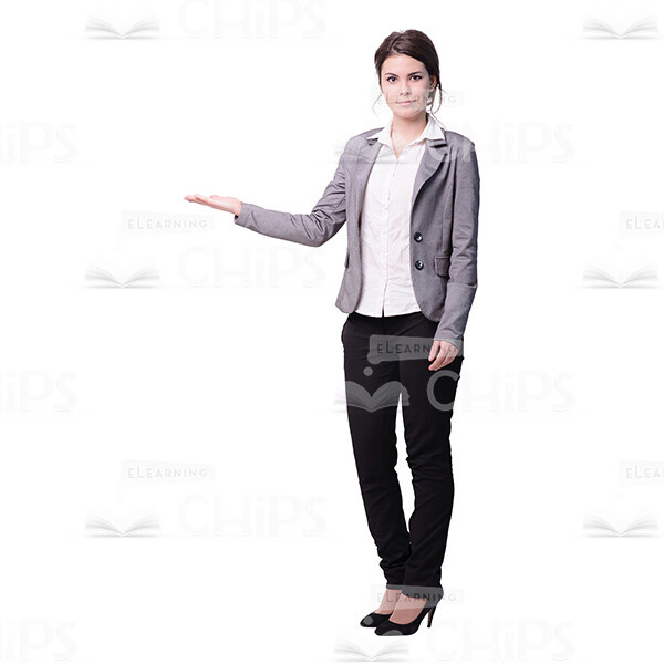 Charming Young Lady Presenting Cutout Photo-0