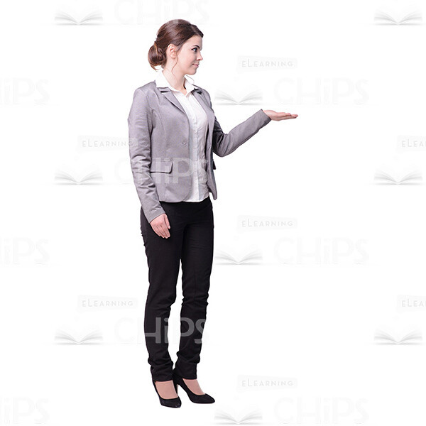Cutout Lady Presenting Smth. With Left Hand Face Profile View-0