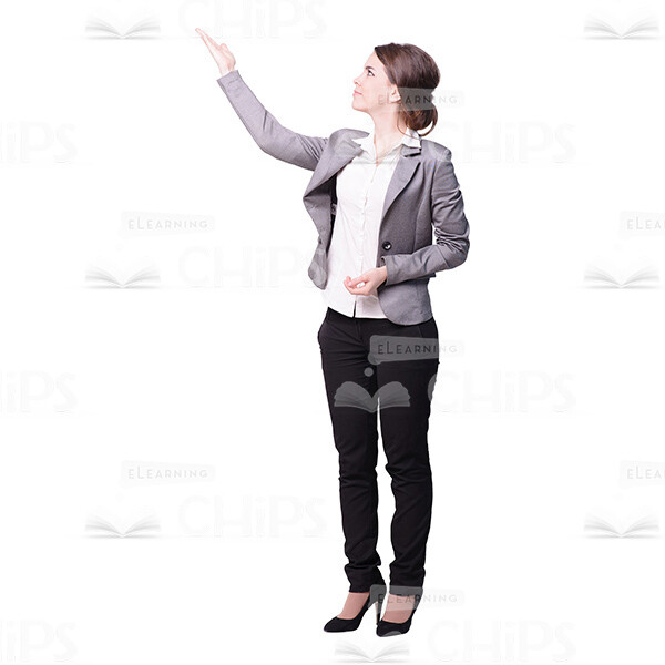 Focused Businesswoman Pointing Up Profile View Cutout-0