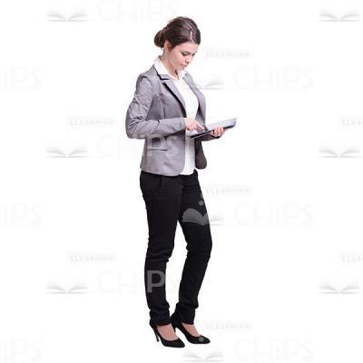 Cutout Photo Of Half-Turned Handsome Girl Using Tablet-0