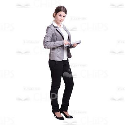 Pretty Businesswoman With Tablet In Her Hands Cutout Image-0
