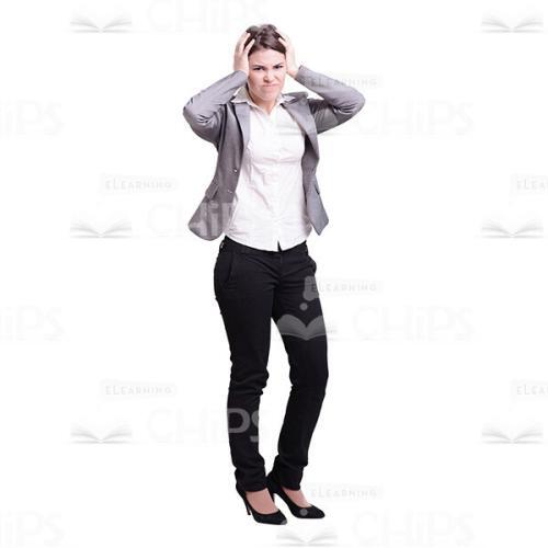 Cutout Discouraged Businesswoman Covering Ears-0