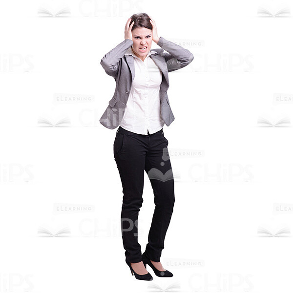 Angry Business Lady Covering Ears Cutout Picture-0